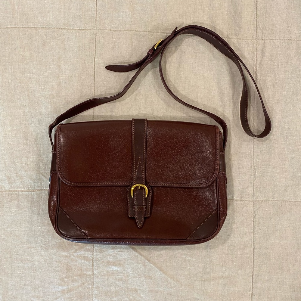 Vintage Gucci Burgundy Leather Crossbody Saddle Buckle Bag
